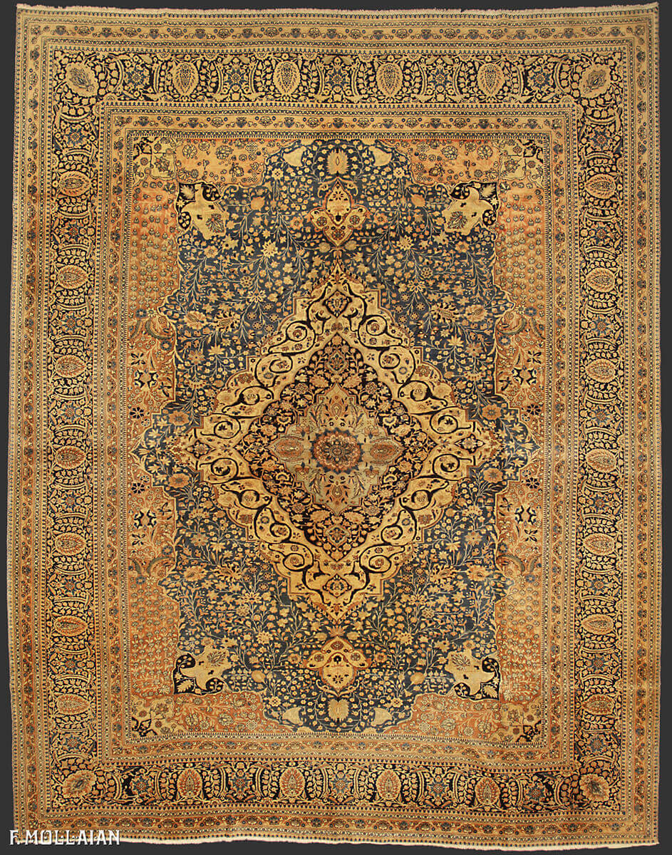 A Large Antique Persian Kashan Mohtasham Carpet n°:16907327